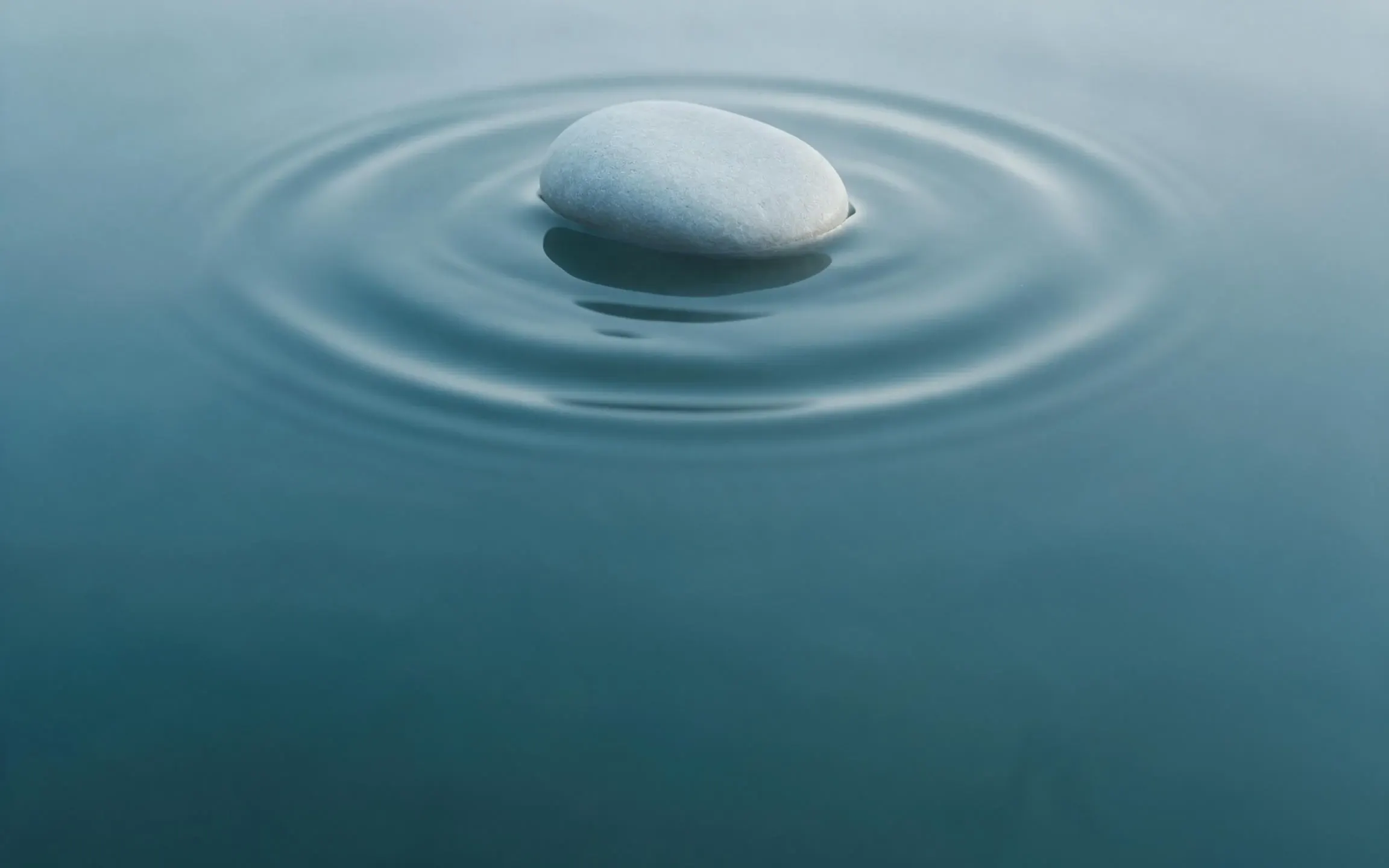 Гладкий камень на неподвижной воде, от него расходятся круги